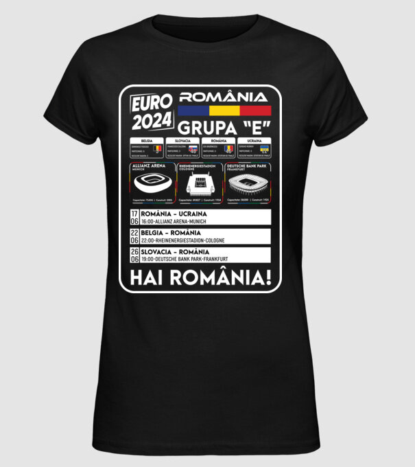 Fotbal Calendar Euro 2024 model negru pe tricou