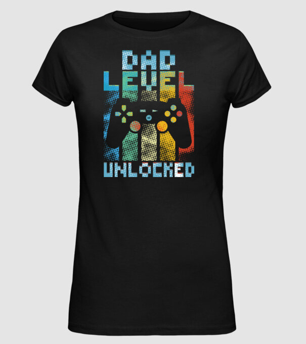 Gamer Dad level unlocked model negru pe tricou