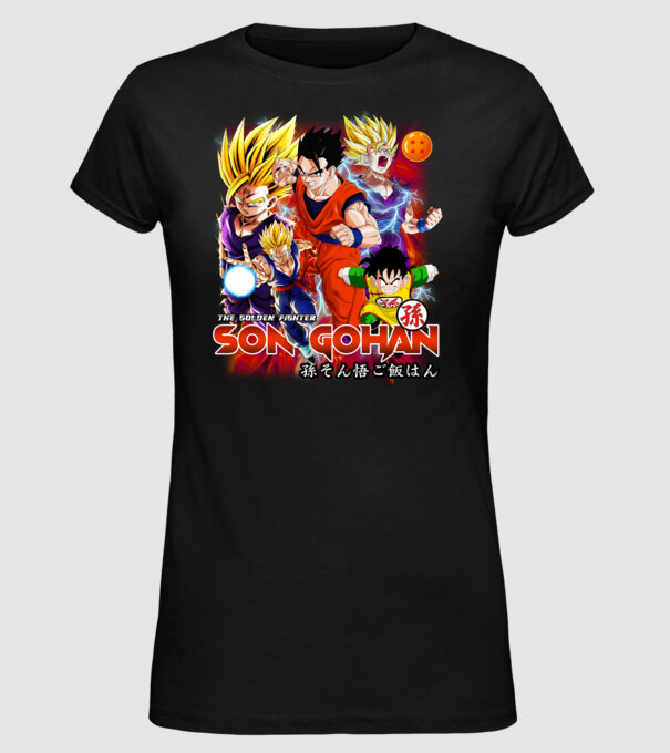 gohan dragonball model negru pe tricou