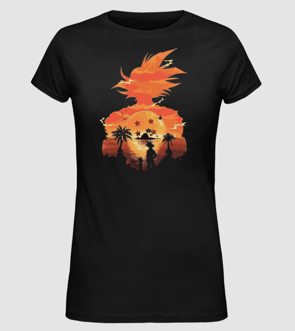 goku sunset 2 model negru pe tricou