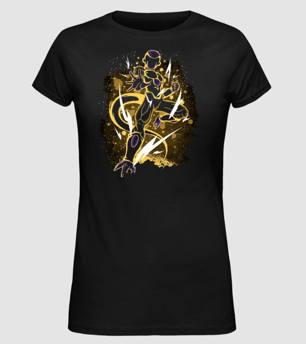 golden freeza dragonball model negru pe tricou