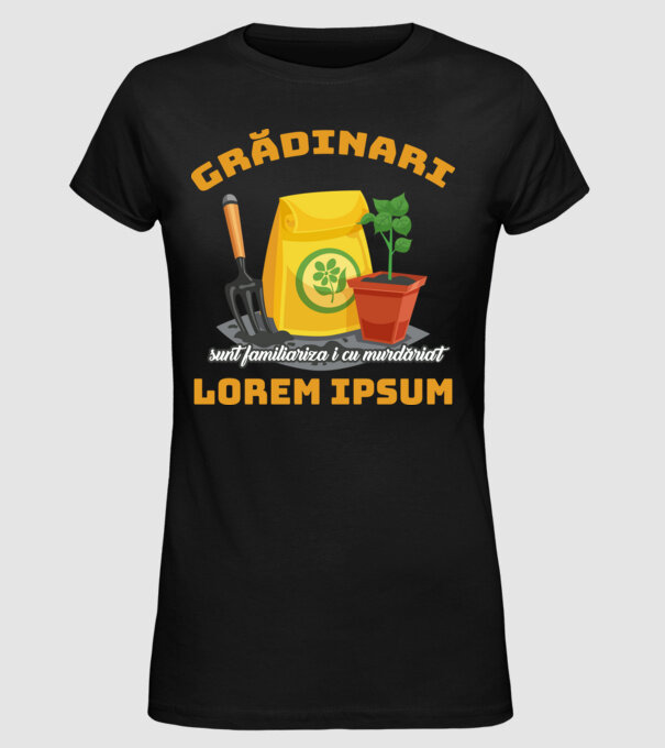 Grădinari model negru pe tricou