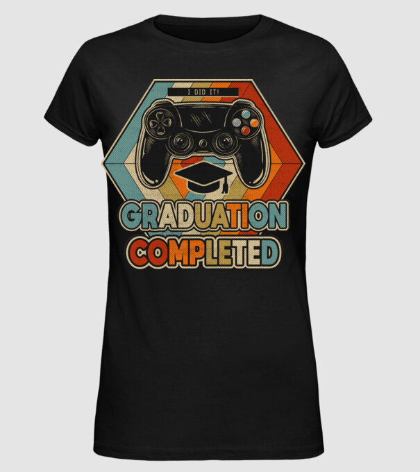 Graduation Completed model negru pe tricou