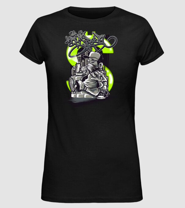 Graffiti model negru pe tricou