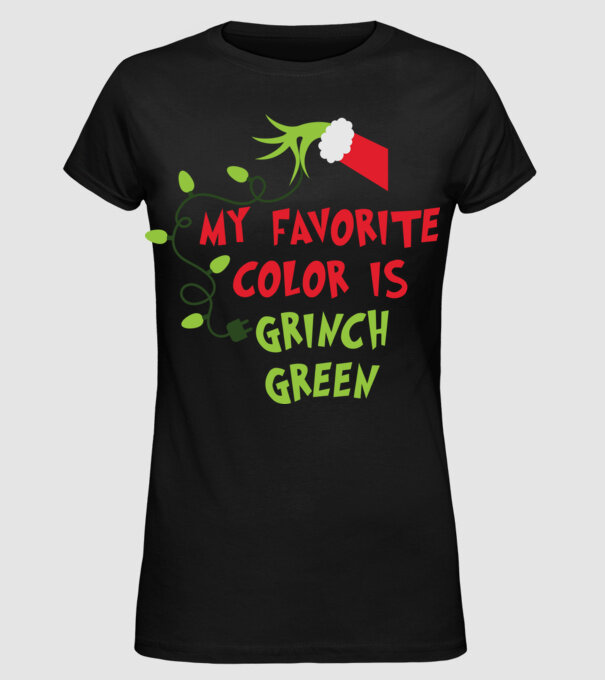 Grinch Green model negru pe tricou