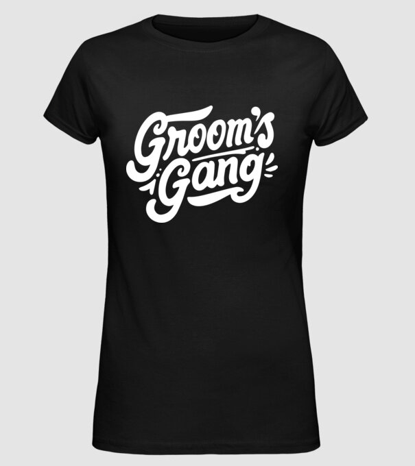 Grooms Gang model negru pe tricou