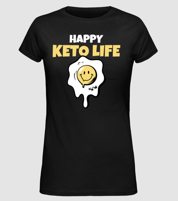 HAPPY KETO LIFE model negru pe tricou