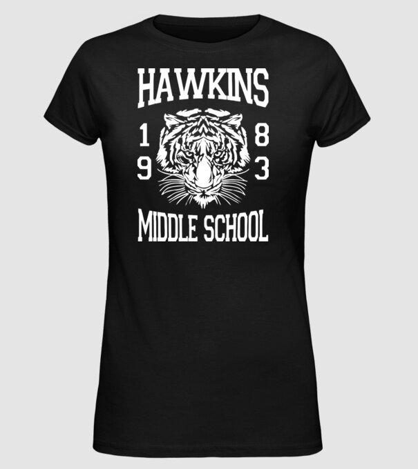 hawkins middle school 83 white model negru pe tricou