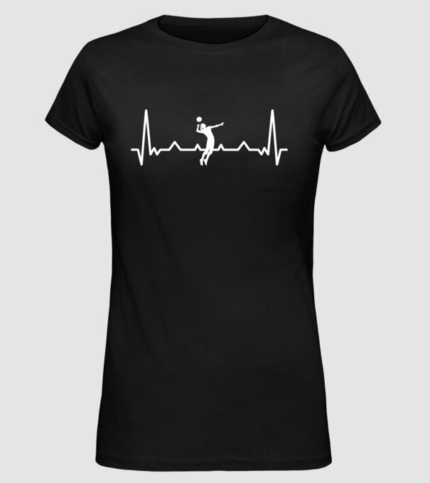 Heartbeat with volleyball model negru pe tricou