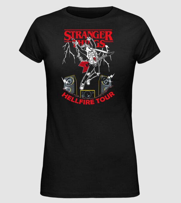 HELLFIRE TOUR model negru pe tricou