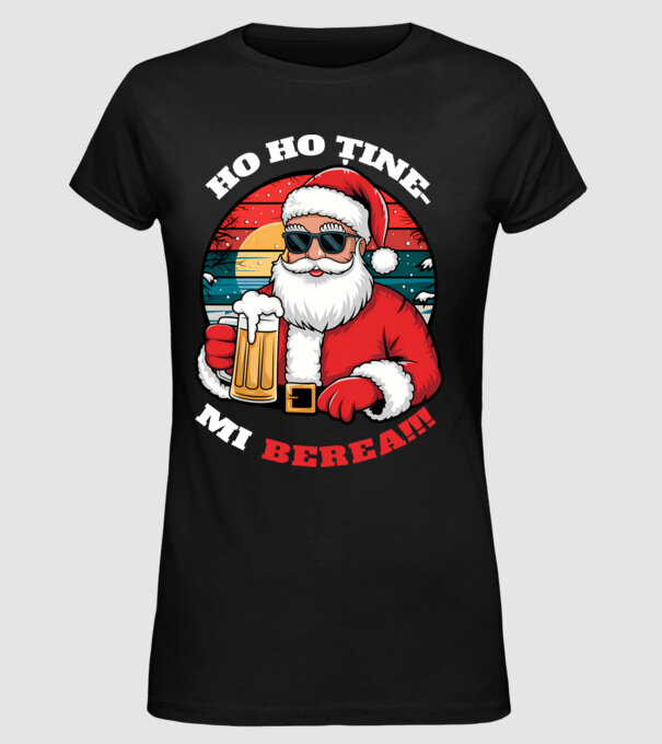 Ho ho ține mi berea! Negru model negru pe tricou