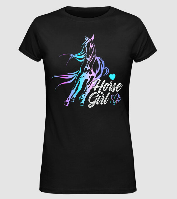 Horse girl 2 model negru pe tricou