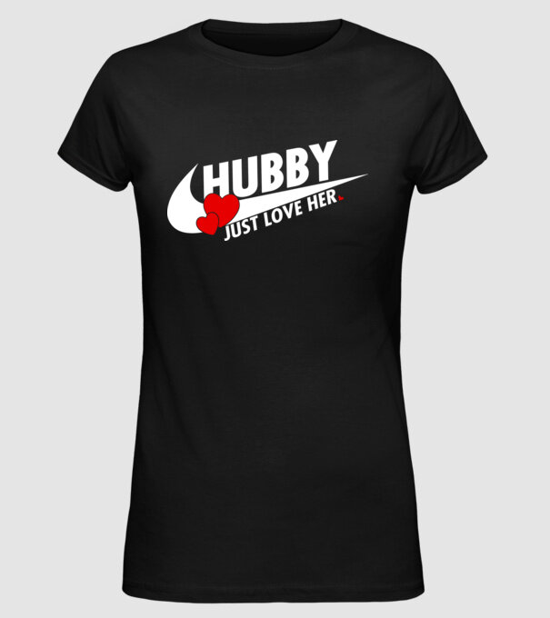 Hubby Just love her alb model negru pe tricou