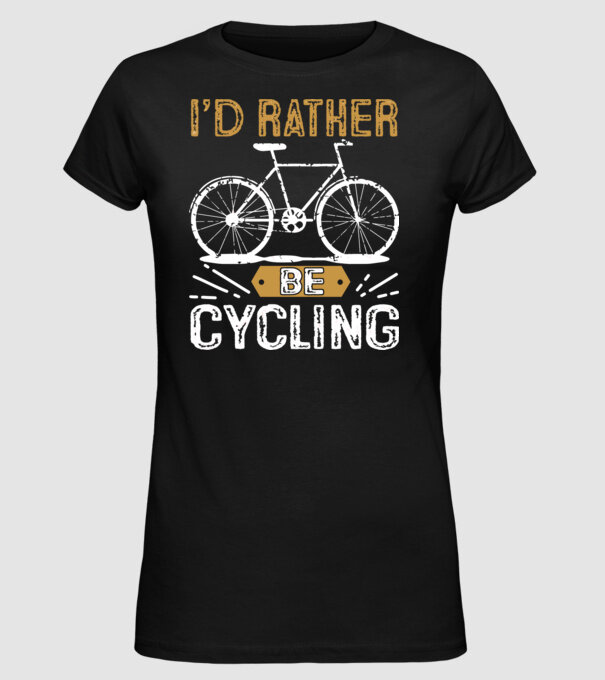 I'd rather be cycling model negru pe tricou