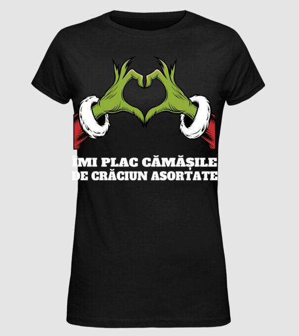 Îmi plac cămășile de crăciun asortate negru model negru pe tricou