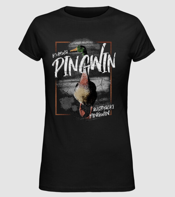 Kurwa pingwin model negru pe tricou