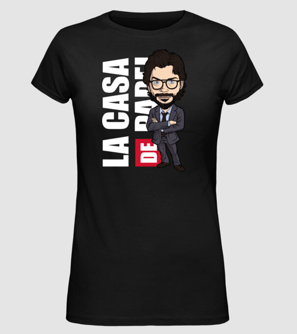 la cas de papel professor model negru pe tricou