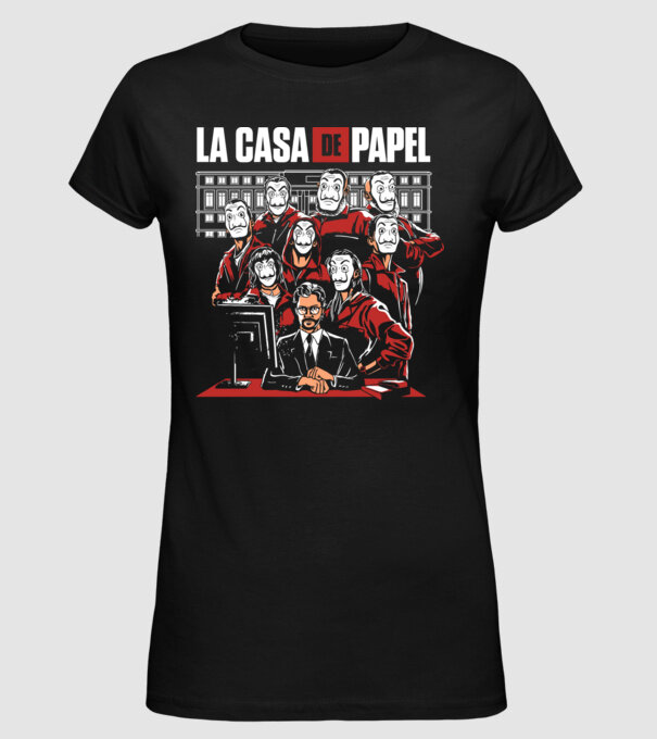 La casa de papel grupo model negru pe tricou