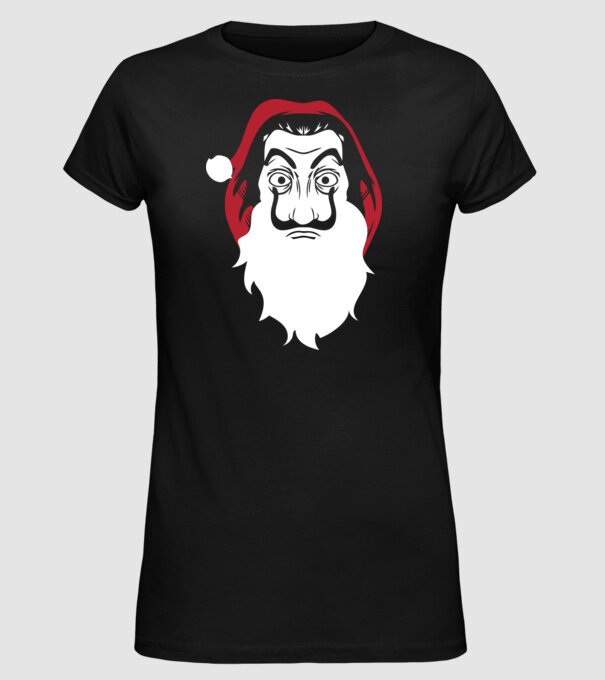 la casa de papel santa model negru pe tricou