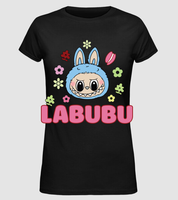 Labubu model negru pe tricou