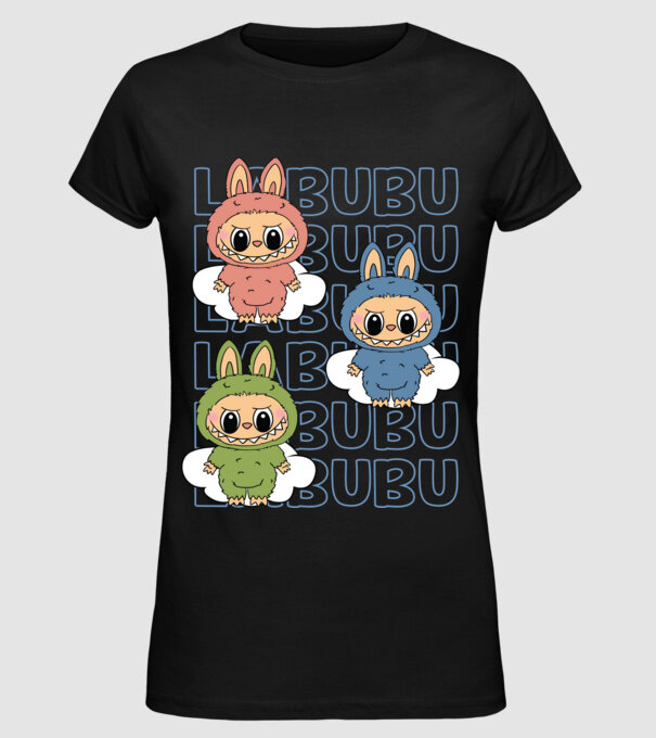 LABUBU model negru pe tricou