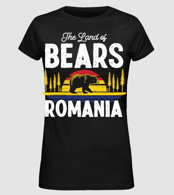 Land of Bears model negru pe tricou