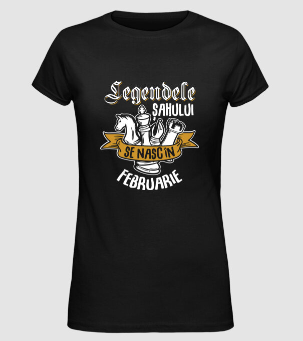 Legendele șahului se nasc în februarie model negru pe tricou