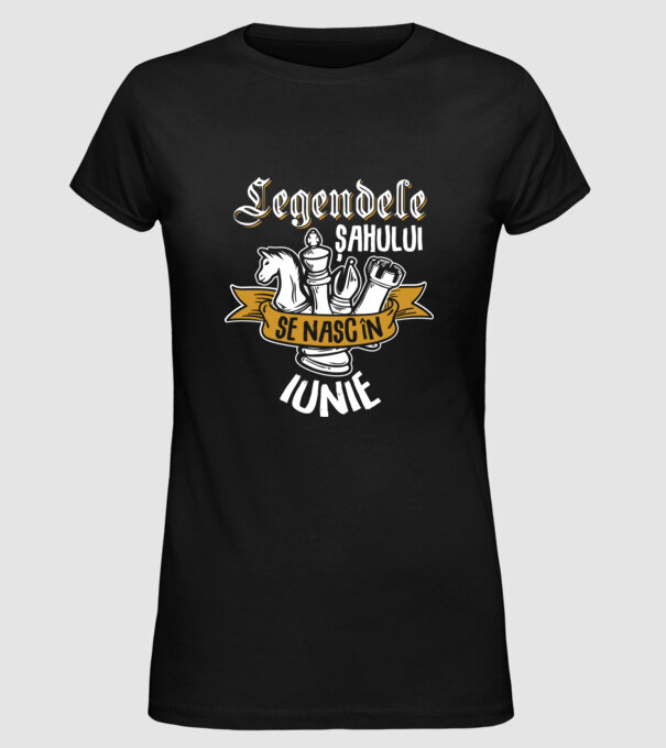 Legendele șahului se nasc în iunie model negru pe tricou