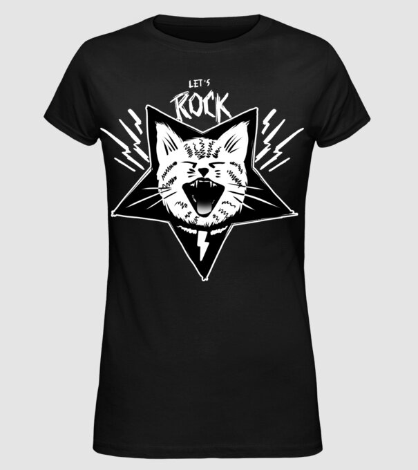 Let's rock model negru pe tricou