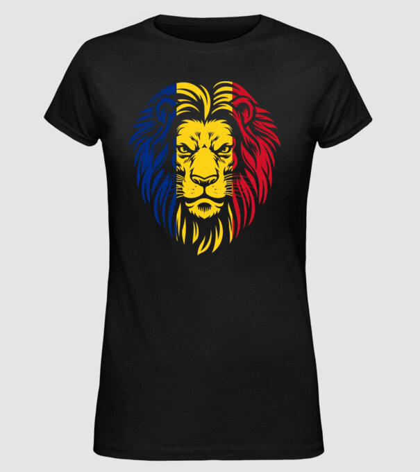 Leul românesc model negru pe tricou