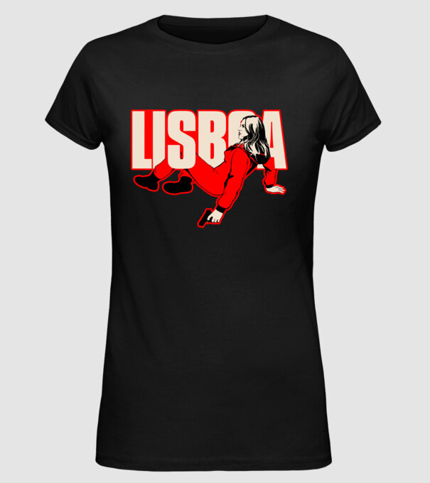 lisboa la casa de papel model negru pe tricou