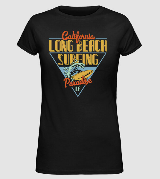 Long Beach model negru pe tricou