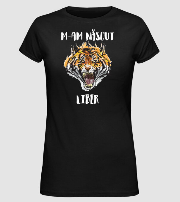 m-am născut liber model negru pe tricou