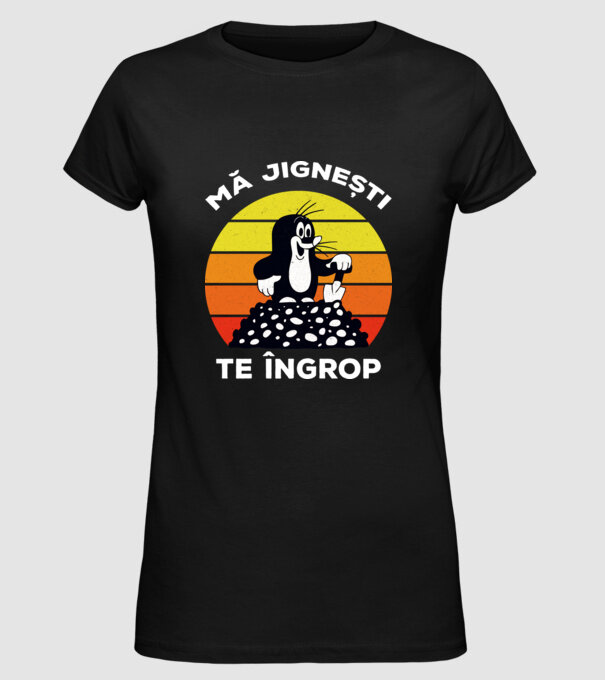 mă jignești, te îngrop model negru pe tricou