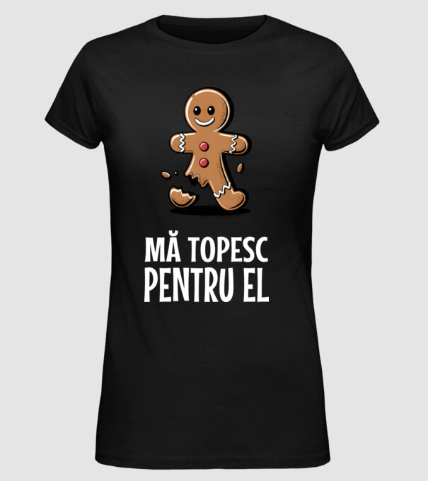 Mă topesc pentru el Negru model negru pe tricou