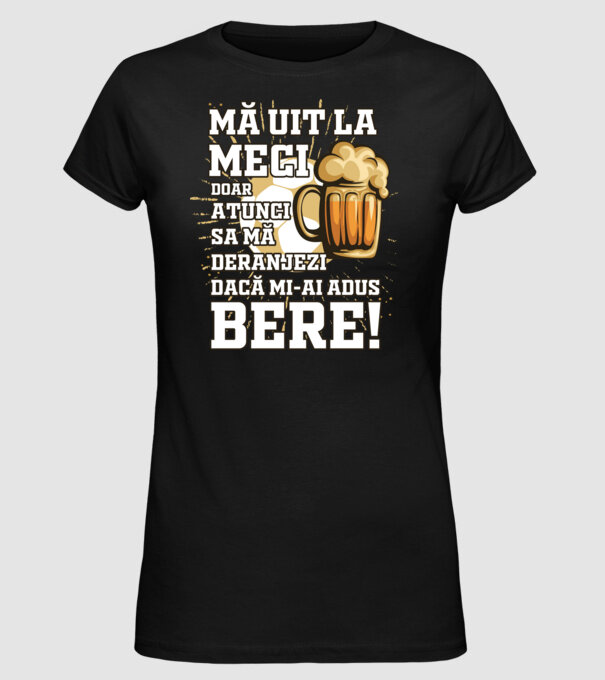 Mă uit la meci model negru pe tricou