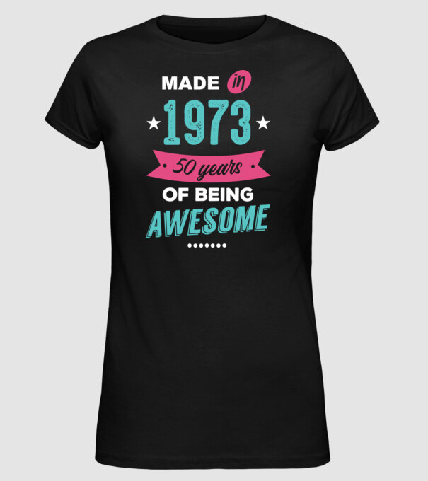 Made in 1973 model negru pe tricou