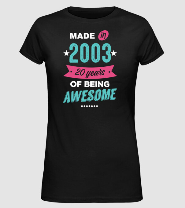 Made in 2003 model negru pe tricou