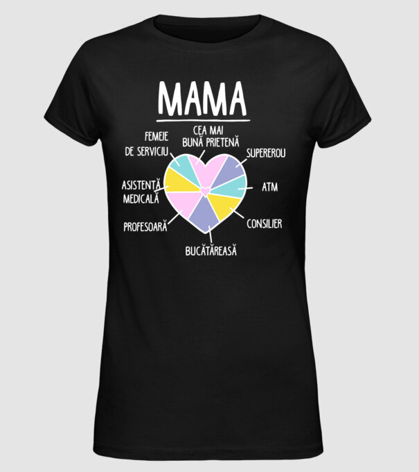 Mama cea mai bună prietenă, supererou model negru pe tricou