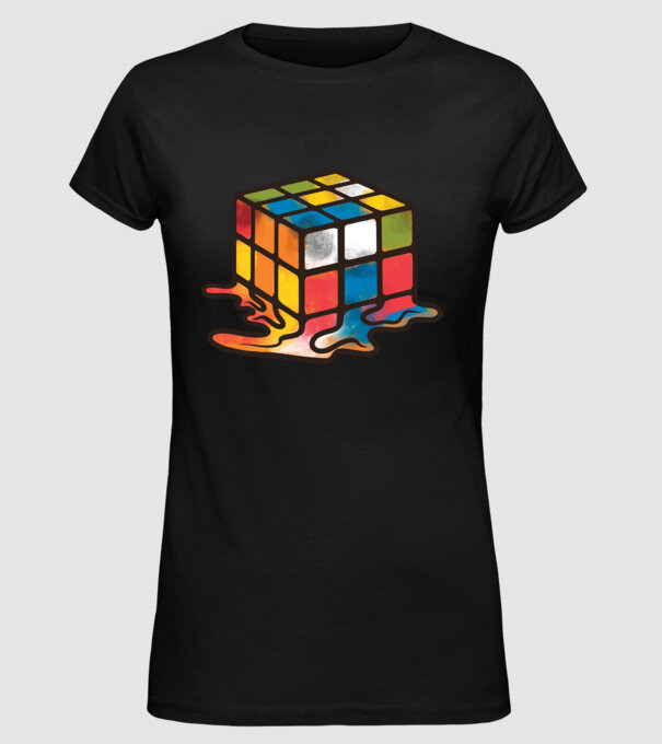 Melted Rubik model negru pe tricou