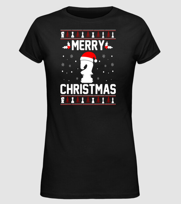 merry chessmass 3 model negru pe tricou