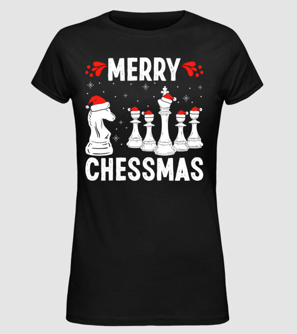 merry chessmass model negru pe tricou
