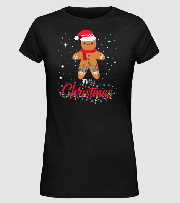 Merry christmas cookie model negru pe tricou
