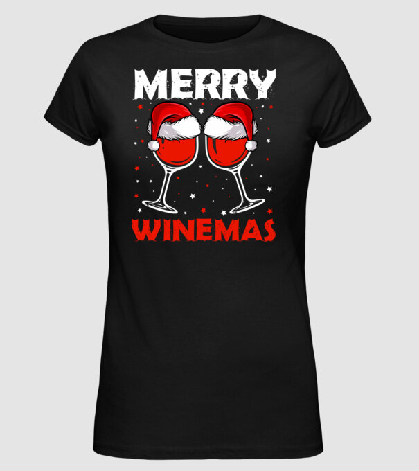 Merry winemas model negru pe tricou