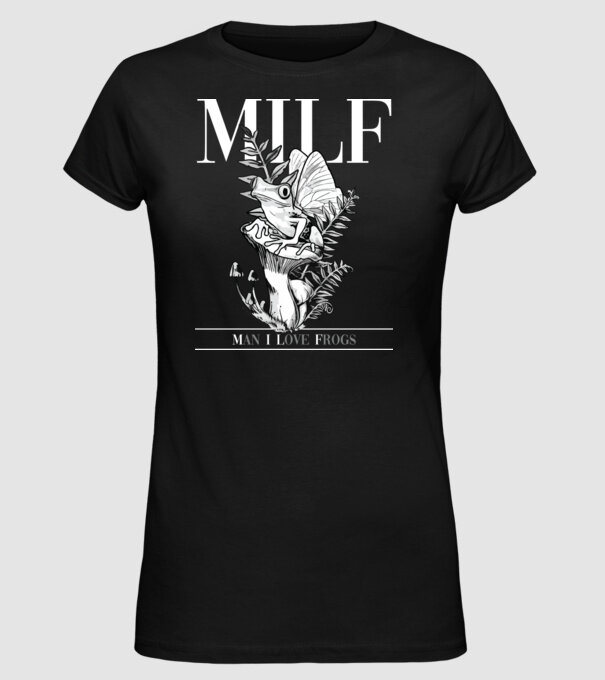 MILF man i love frogs model negru pe tricou