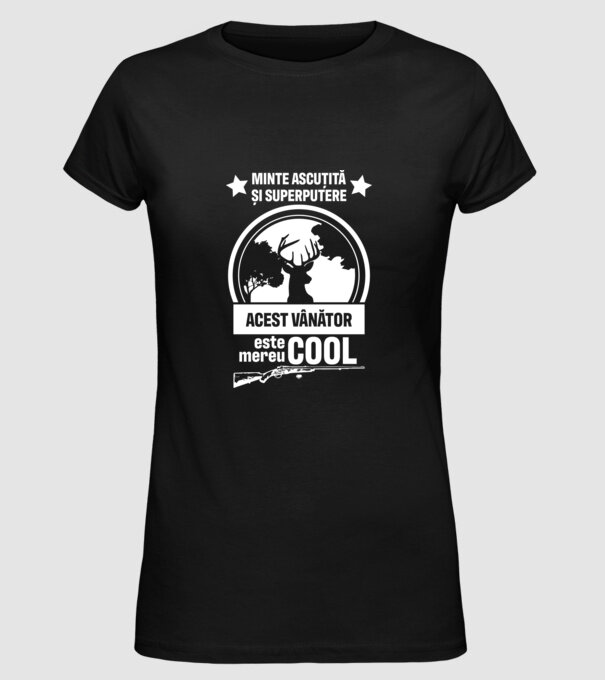 minte ascuțită și superputere acest vânător este mereu cool model negru pe tricou