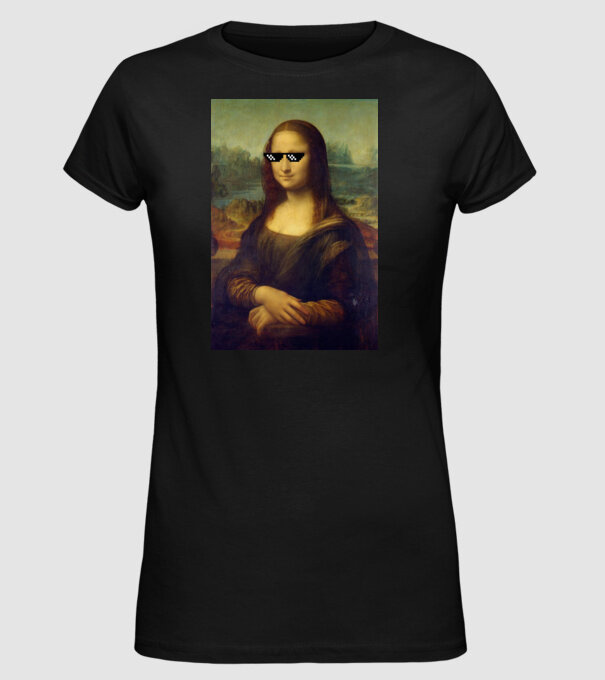 Mona Lisa Deal with it model negru pe tricou