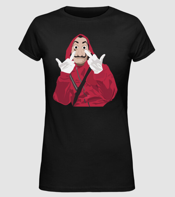 money heist fcku model negru pe tricou