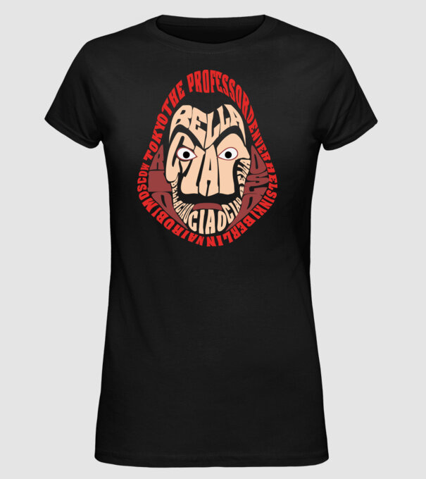 money heist logo names model negru pe tricou