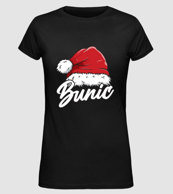 bunic Santa Hat model negru pe tricou